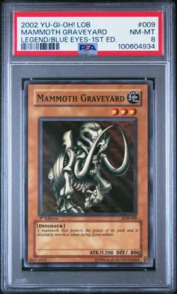 2002 YU-GI-OH! LOB-LEGEND OF BLUE EYES WHITE DRAGON #009 MAMMOTH GRAVEYARD PSA 8 - Image 1