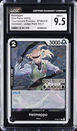 2023 ONE PIECE TOURNAMENT PROMOS COMMON- JUDGE PACK VOL.1 HELMEPPO CGC 9.5 - Image 1