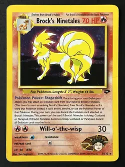 Pokemon TCG Brock's Ninetales Gym Challenge Holo Rare Card 3/132 - Image 1