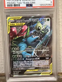 🍃 Celebi & Venusaur GX #SM167 Pokemon Promo Card Tag Team - PSA Grade 9 MINT - Image 2
