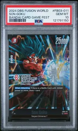 Son Goku Bandai Card Game Fest Promo FB03-011 PSA 10 Gem Mint Dragon Ball Fusion - Image 1