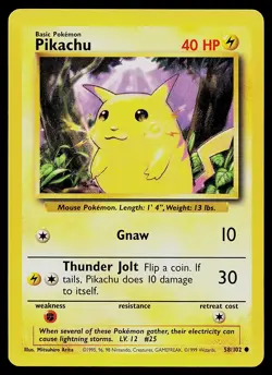 Pokemon Card - Pikachu Base Set 58/102 Common Non Holo - Image 1