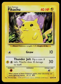 Pokemon Card - Pikachu Base Set 58/102 Common - Image 1