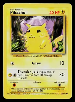 Pokemon Card - Pikachu Base Set 58/102 Common - Image 1