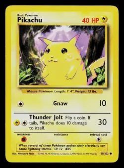 Pokemon Card - Pikachu Base Set 58/102 Common - Image 1