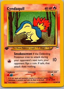 Cyndaquil 61/105 Common Neo Destiny Pokemon 1st Ed Near Mint - Image 1