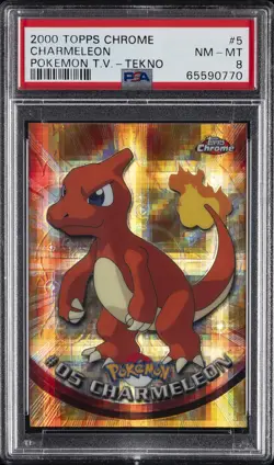 2000 TOPPS CHROME POKEMON T.V. TEKNO #5 CHARMELEON PSA 8 - Image 1