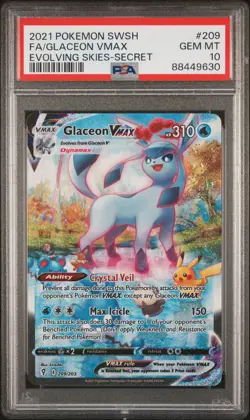 2021 POKEMON SWORD & SHIELD EVOLVING SKIES SECRET FULL ART/GLACEON VMAX PSA 10 - Image 1