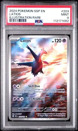 2024 Pokemon Surging Sparks EN Illustration Rare #203 Latios PSA MINT 9 - Image 1
