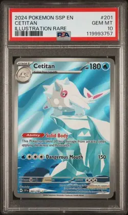 2024 Pokemon SSP EN Cetitan PSA 10 GEM ILLUSTRATION RARE FULL ART 201/191 - Image 1