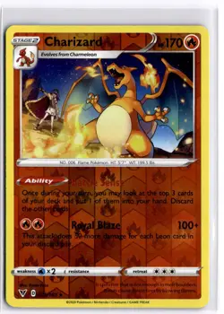 Charizard 025/185 Reverse Holo Pokemon SWSH04: Vivid Voltage NM - Image 1