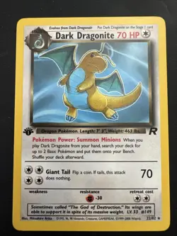 Pokemon 1st Edition Dark Dragonite 22/82 Non Holo Team Rocket M-NM Unplayed - Image 1