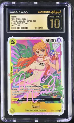 Nami #OP08-106 2024 One Piece Two Legends CGC Pristine 10 Auto 10 - Image 1