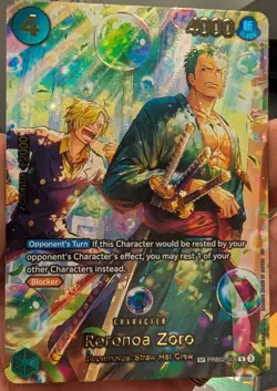 One Piece The Azure Sea's Seven - SP Roronoa Zoro PRB02-006 NM English -In Hand! - Image 1