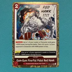 OP01-026 Gum-Gum Fire-Fist Pistol Red Hawk Event Rare Foil One Piece TCG English - Image 1
