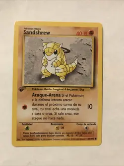 Pokemon TCG Sandshrew Base Set 62/102 Regular 1st Edition Spanish Card - Image 1