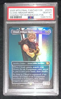 Cloud, Midgar Mercenary Borderless Foil PSA 10 GEM MINT Final Fantasy MTG - Image 1