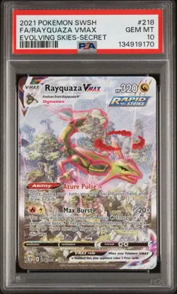 Pokemon 2021 Rayquaza VMAX 218/203 Alt Art Evolving Skies GEM MINT PSA 10 - Image 1