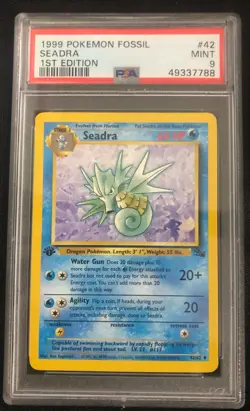 1999 Pokemon Fossil 1st Edition SEADRA #42 PSA 9 MINT!! - Image 1