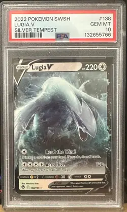 2022 POKEMON SWORD & SHIELD SILVER TEMPEST #138 LUGIA V GEM MT PSA 10 - Image 1