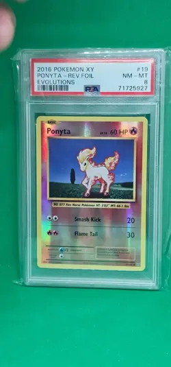 2016 Pokemon XY Ponyta Reverse Foil Evolutions #19 PSA 8 NM-MT - Image 1