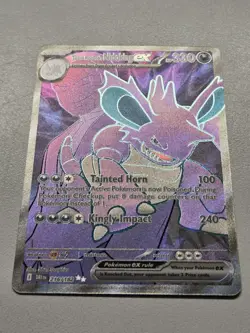 Team Rockets Nidoking EX 216/182 Destined Rivals Ultra Rare Full Art Pokemon - Image 2