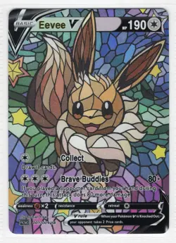 Pokemon Eevee V Stain Glass Custom Made Fan Art Holo - Image 1
