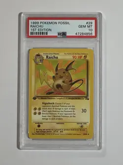 Pokemon Raichu 29/62 1st Edition Fossil PSA 10 GEM MINT - Image 1