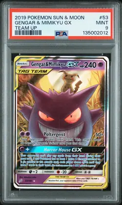 Gengar & Mimikyu Gx 53/181 Team Up Pokemon PSA 9 - Image 1