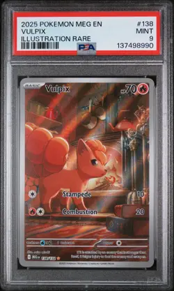 2025 Pokemon Mega Evolution Base #138 Illustration Rare Vulpix PSA 9 Mint - Image 1