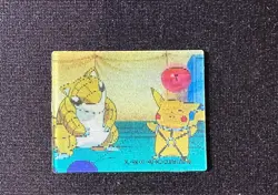 Pokemon Japanese Meiji Super Change Lenticular 3D Card #7 Pikachu Sandshrew - Image 1