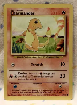 Vintage Pokemon Card CHARMANDER WOTC Base Set 46/102 Common LP Condition - Image 1