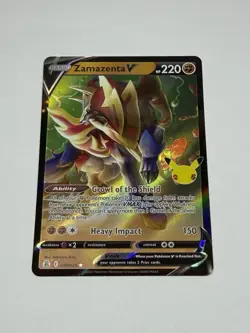 Pokemon Card ZAMAZENTA V 018/025 - Celebrations - ULTRA RARE HOLO - MINT/NM - Image 1