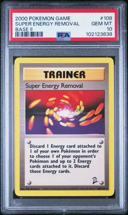 2000 Pokemon Base 2 # 108 Super Energy Removal PSA 10 Card GEM MINT! Free Ship! - Image 1