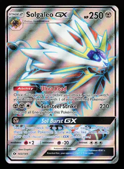 Solgaleo GX 143/149 Ultra Rare Sun & Moon Base Set Pokemon Card - Image 1