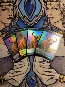 4x Treasure / Ox (4/4) Dual-Sided Token FOIL - NM/M CLB MTG Magic - Image 2
