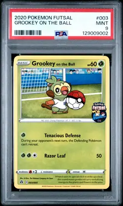 2020 POKEMON FUTSAL #003 GROOKEY ON THE BALL PSA 9 - Image 1