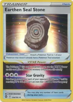 EARTHEN SEAL STONE 154/195 SILVER TEMPEST POKEMON (HOLO RARE, NM) - Image 1