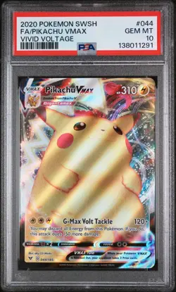 2020 Pokemon Vivid Voltage Pikachu VMAX Full Art 044/185 PSA 10 - Image 1