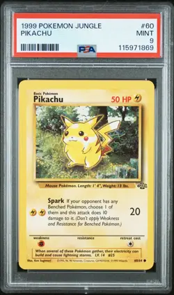 PSA 9 MINT Pokemon TCG Pikachu 60/64 Jungle Regular - Image 1