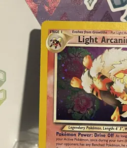 Pokemon Light Arcanine Neo Destiny Holo Rare w/ SWIRL LP+ - Image 2