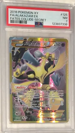 2016 Pokemon XY Fates Collide PSA 7 Alakazam EX FULL ART GOLD Secret Rare #125 - Image 1