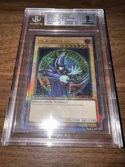 Yugioh! Stampede Dark Magician RA04-EN106 Platinum Secret Beckett BGS 9 MINT - Image 1