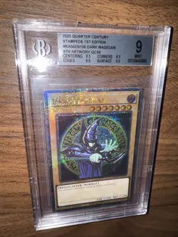 Yugioh! Stampede Dark Magician RA04-EN106 Platinum Secret Beckett BGS 9 MINT - Image 2