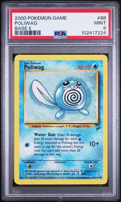 2000 Pokemon Base 2 # 88 Poliwag PSA 9 Card MINT! Trusted Seller! Free Shipping! - Image 1