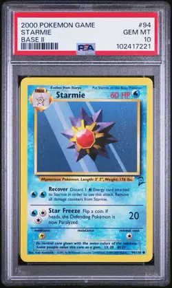 2000 Pokemon Base 2 # 94 Starmie PSA 10 Card GEM MINT! Trusted Seller Free Ship! - Image 1