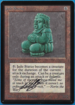 Jade Statue Beta NM Artifact Uncommon SIGNED MAGIC CARD (ID# 504651) ABUGames - Image 1