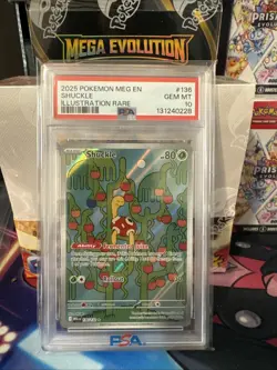 2025 POKEMON MEG EN-MEGA EVOLUTION ILLUSTRATION RARE #136 SHUCKLE PSA 10 - Image 1