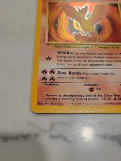 1999 Pokemon Fossil Moltres Holo Rare 12/62 UX1709 - Image 3