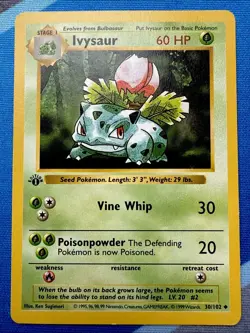 1999 Pokemon 1st Edition Base Set Shadowless Ivysaur 30/102!!! - Image 1